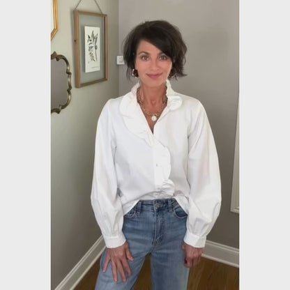Long Sleeve Ruffle Radiance Solid Top