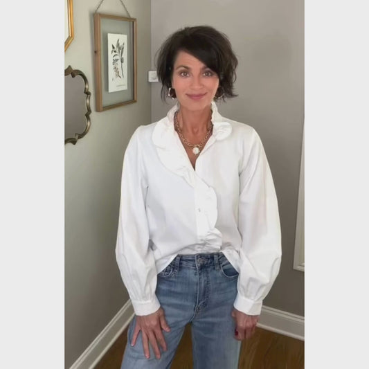 Long Sleeve Ruffle Radiance Solid Top