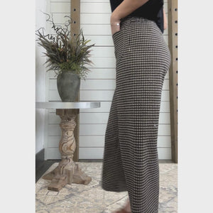 Delvie Houndstooth Wide Leg Pants