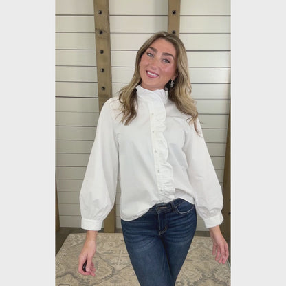 Long Sleeve Ruffle Radiance Solid Top