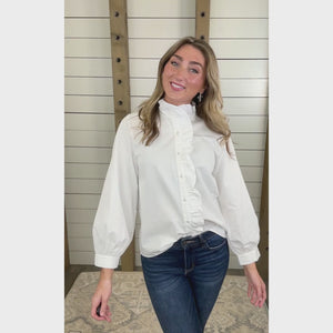 Long Sleeve Ruffle Radiance Solid Top