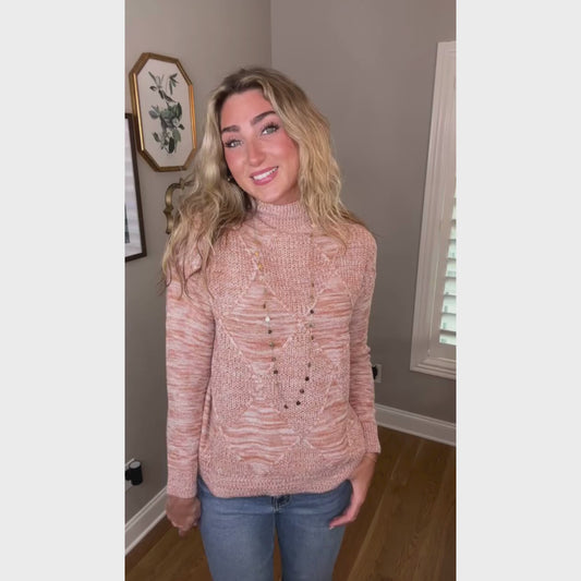 Diamond Knit Mock Neck Sweater