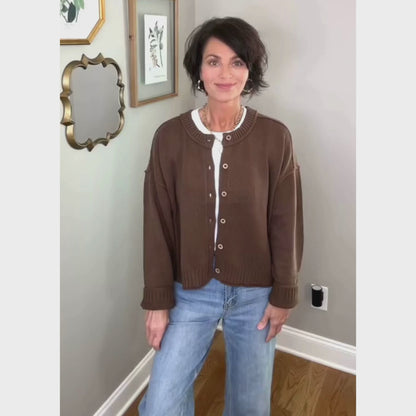 Exposed Seam Button-Down Cardigan