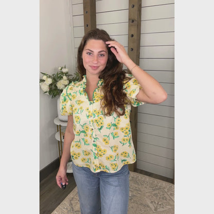 Lemon Blossom Ruffle Top