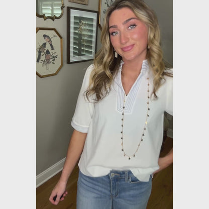 Whisper Puff Sleeve Stitch Top
