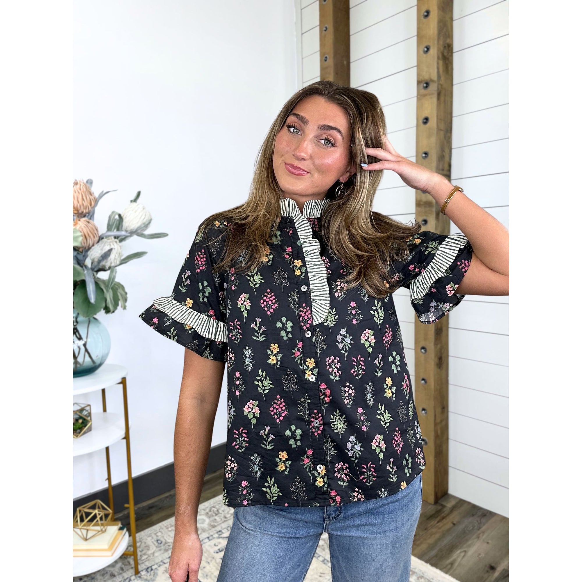 Ruffle Radiance Floral Top