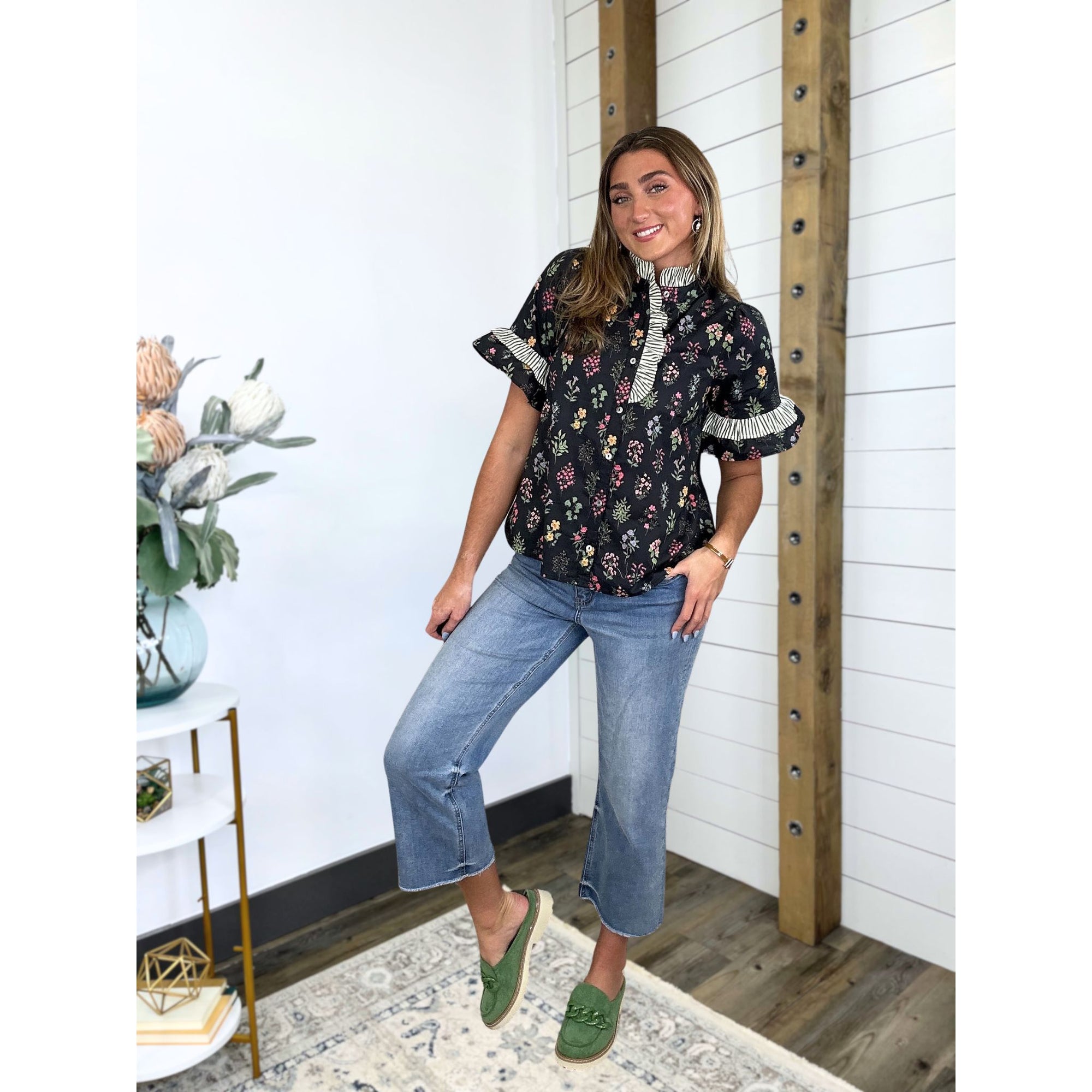 Ruffle Radiance Floral Top