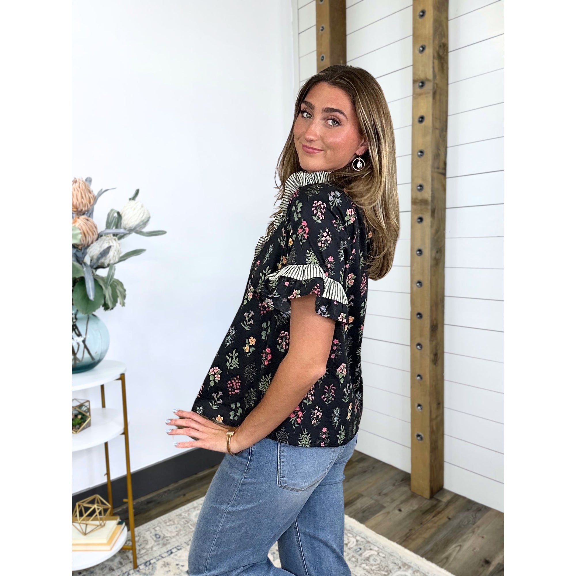 Ruffle Radiance Floral Top