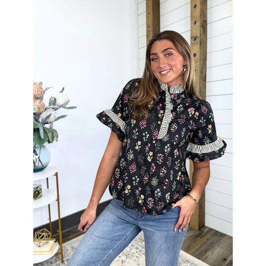 Ruffle Radiance Floral Top