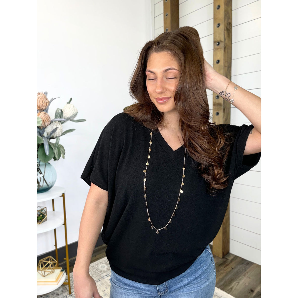 Knit top finished with relaxed-fit and short dolman-sleeve, Rave About It Top