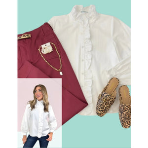 Long Sleeve Ruffle Radiance Solid Top