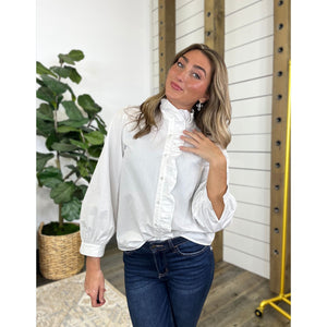 Long Sleeve Ruffle Radiance Solid Top