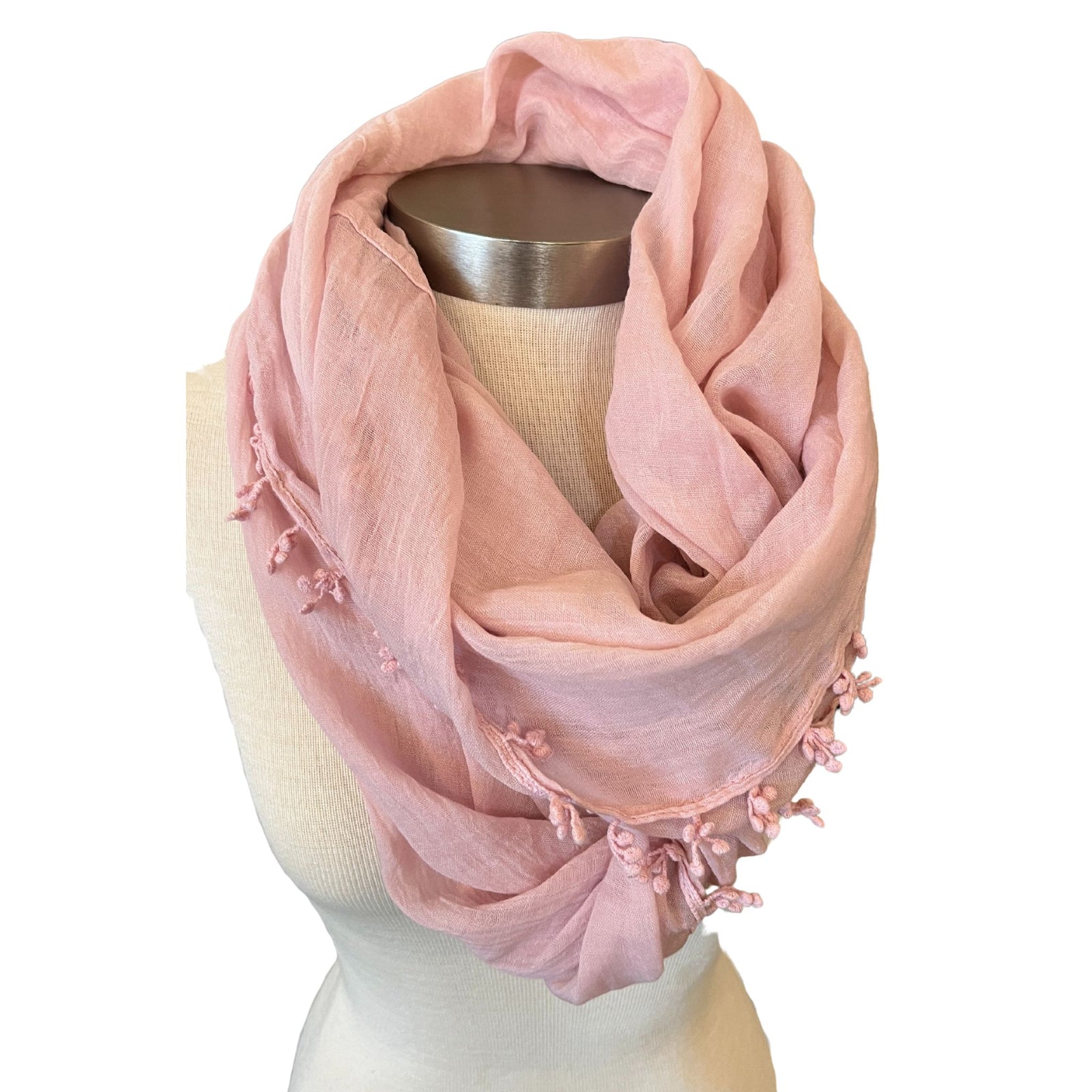 Infinity wrap Scarf with pom pom trim