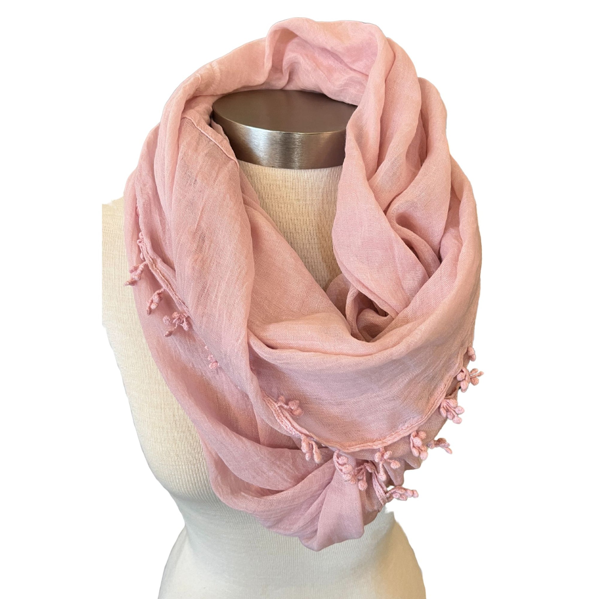 Infinity wrap Scarf with pom pom trim