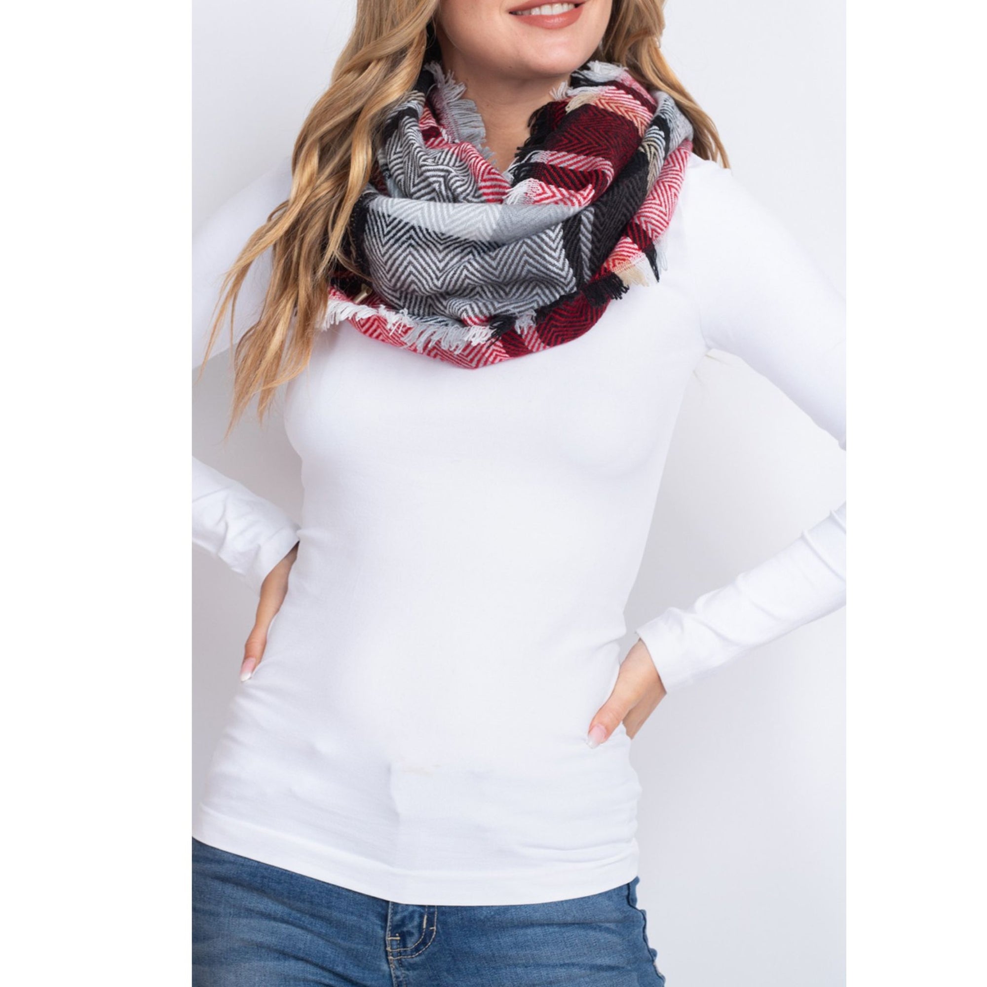 Infinity Scarf with Frayed Hem