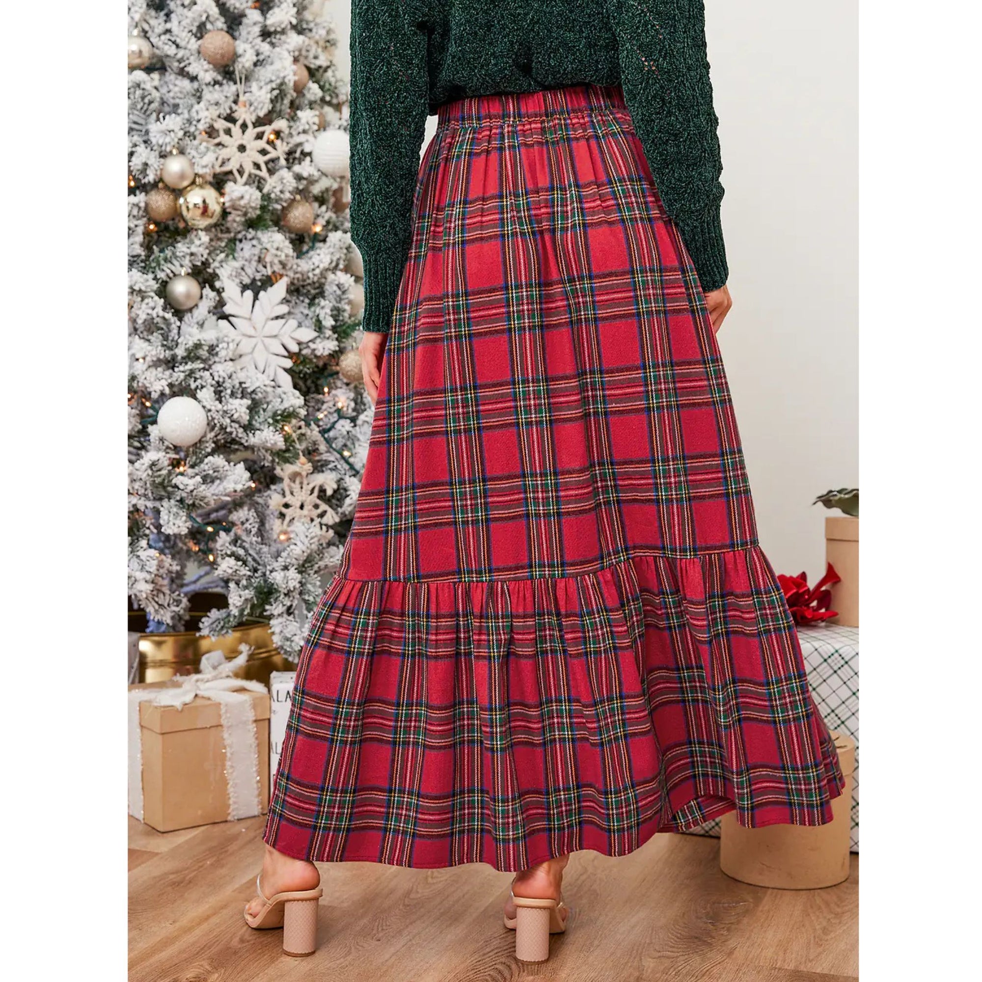 Season's Greetings Plaid Skirt