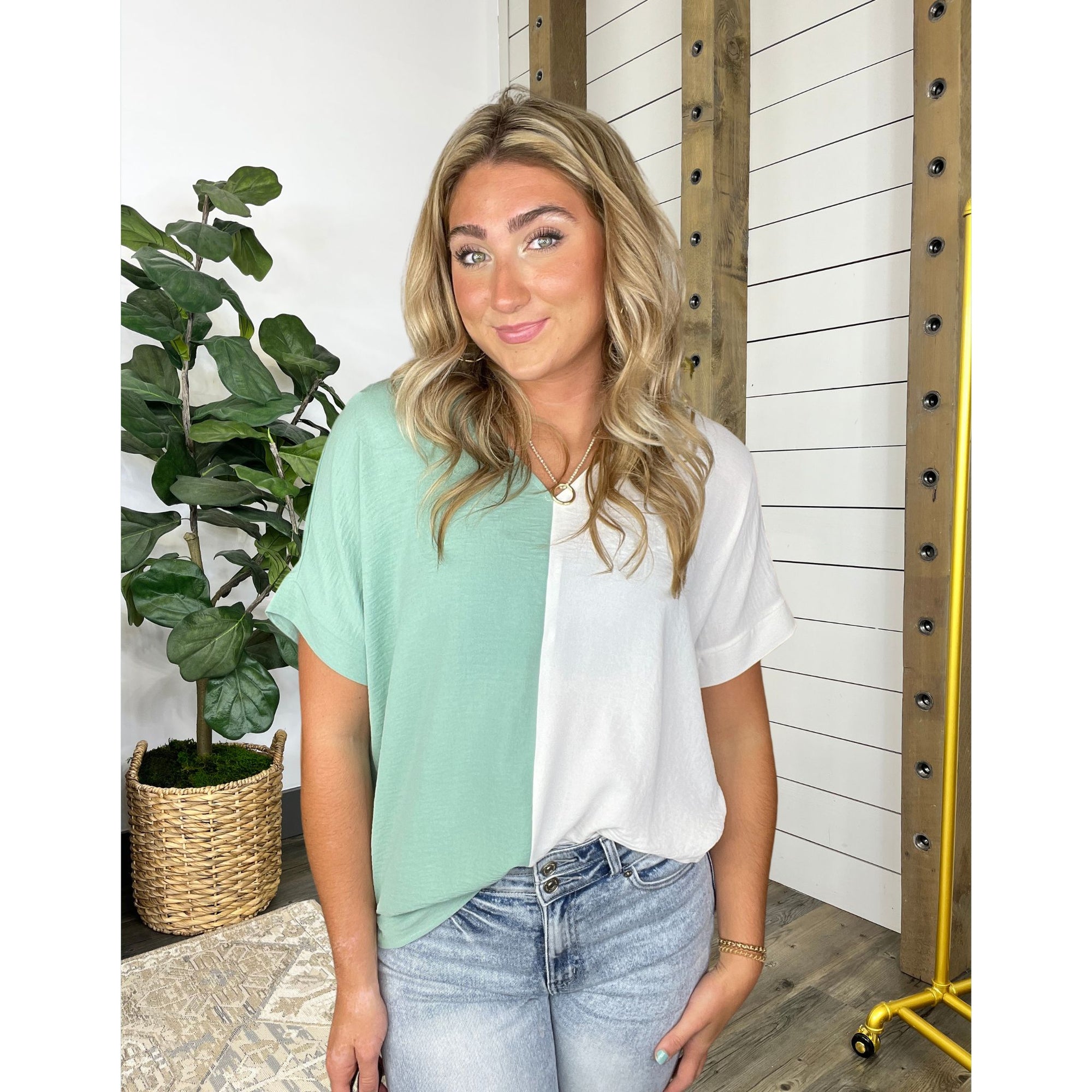 Half My Love Split Boxy Blouse