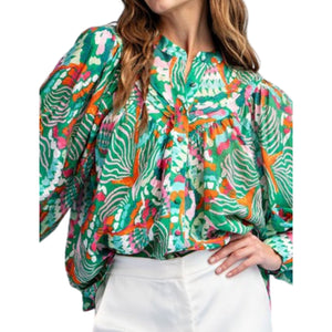 Back For You Button Down Print Top