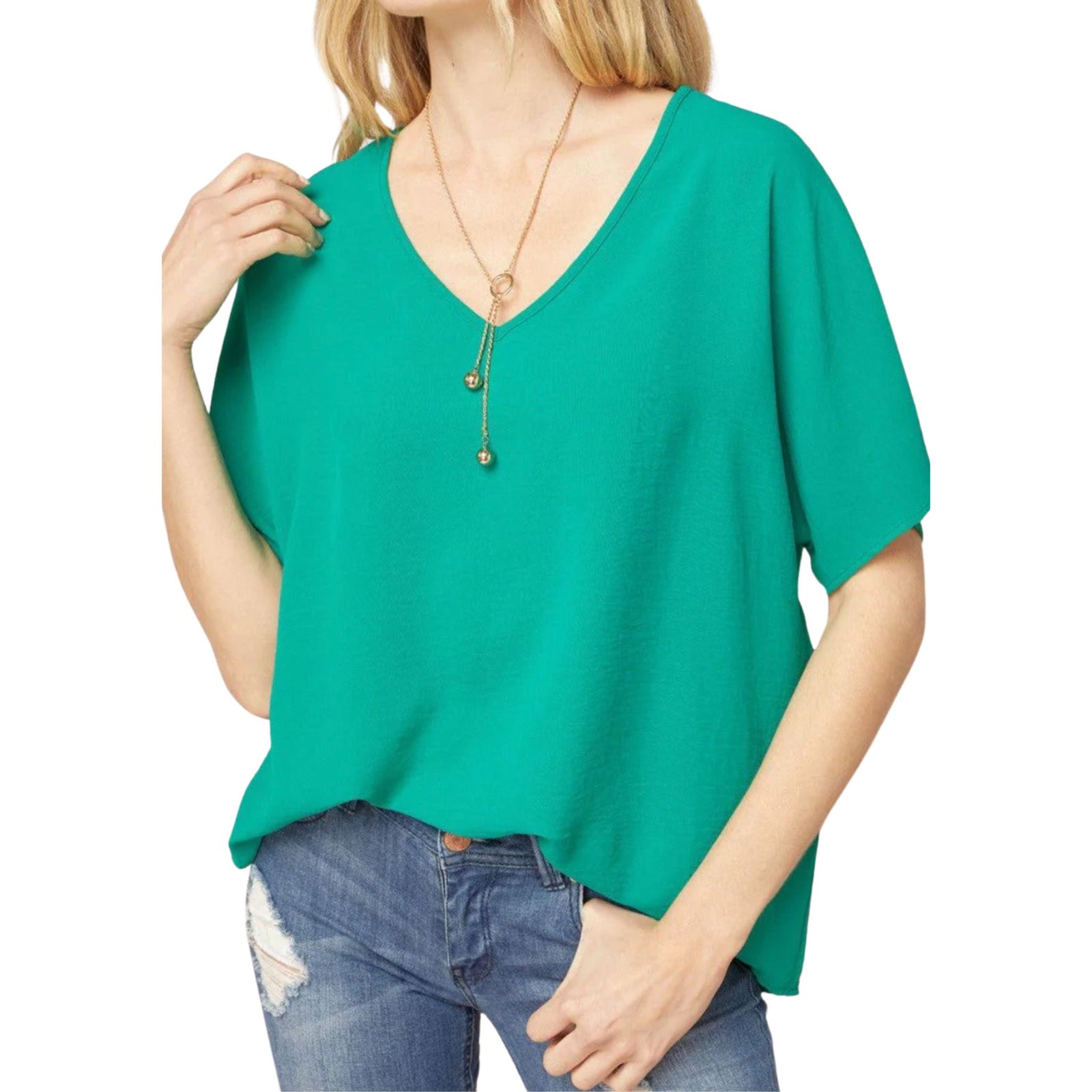 Short Sleeve V Neck Blouse
