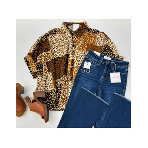 Carefree Animal Print Oversize Top