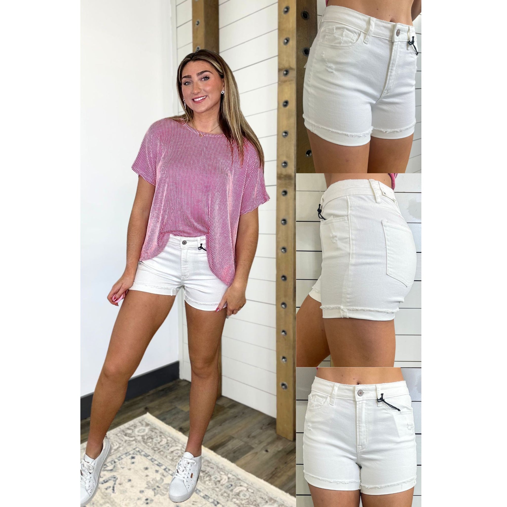 Wynona Mid-Rise Distressed Denim Shorts