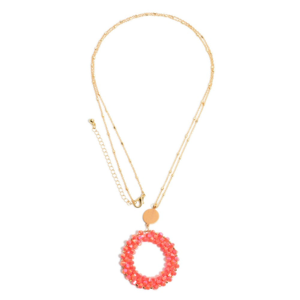 Beaded Ring Pendant Necklace