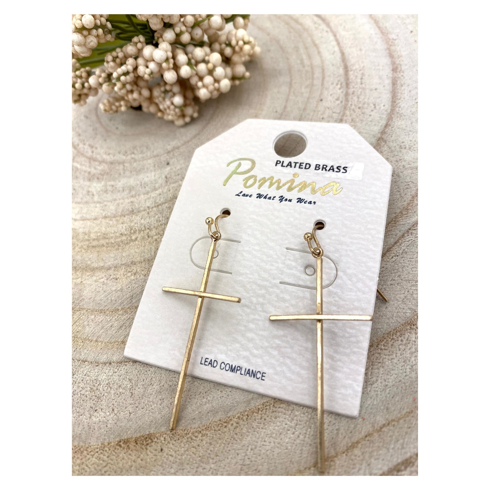 Thin Cross Earring