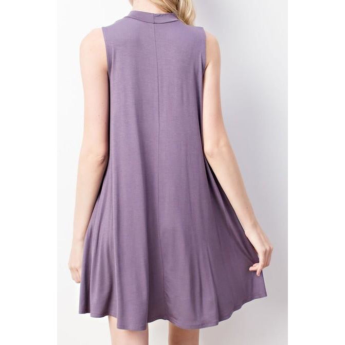 Mock Neck Swing Dress