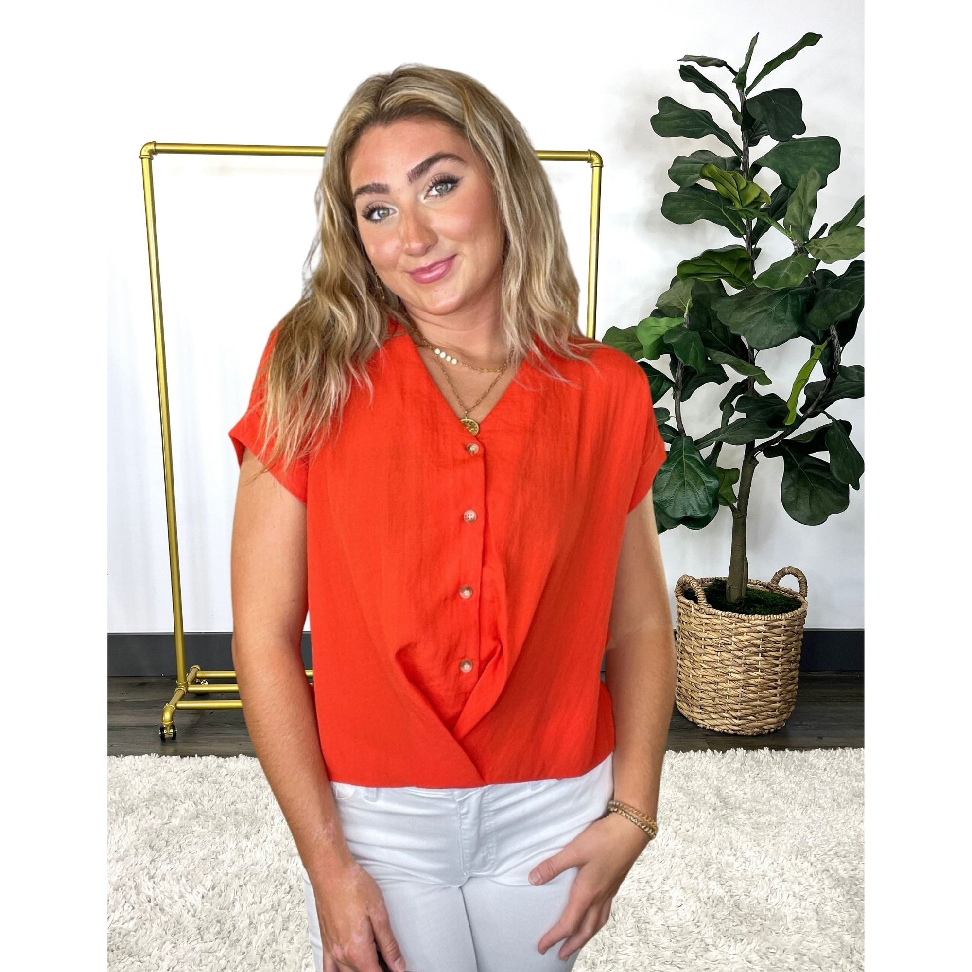 Decide The Vibe Button Down Twist Top