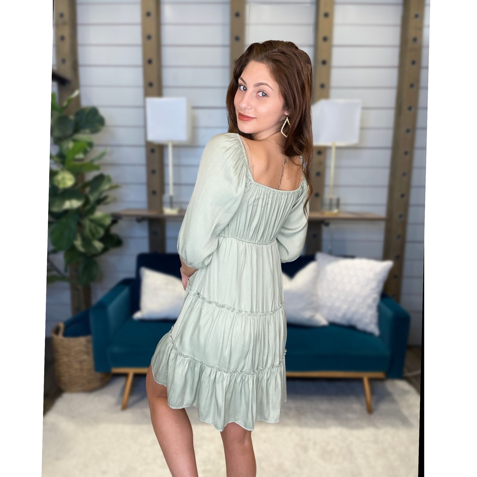 Drawstring Tiered Dress