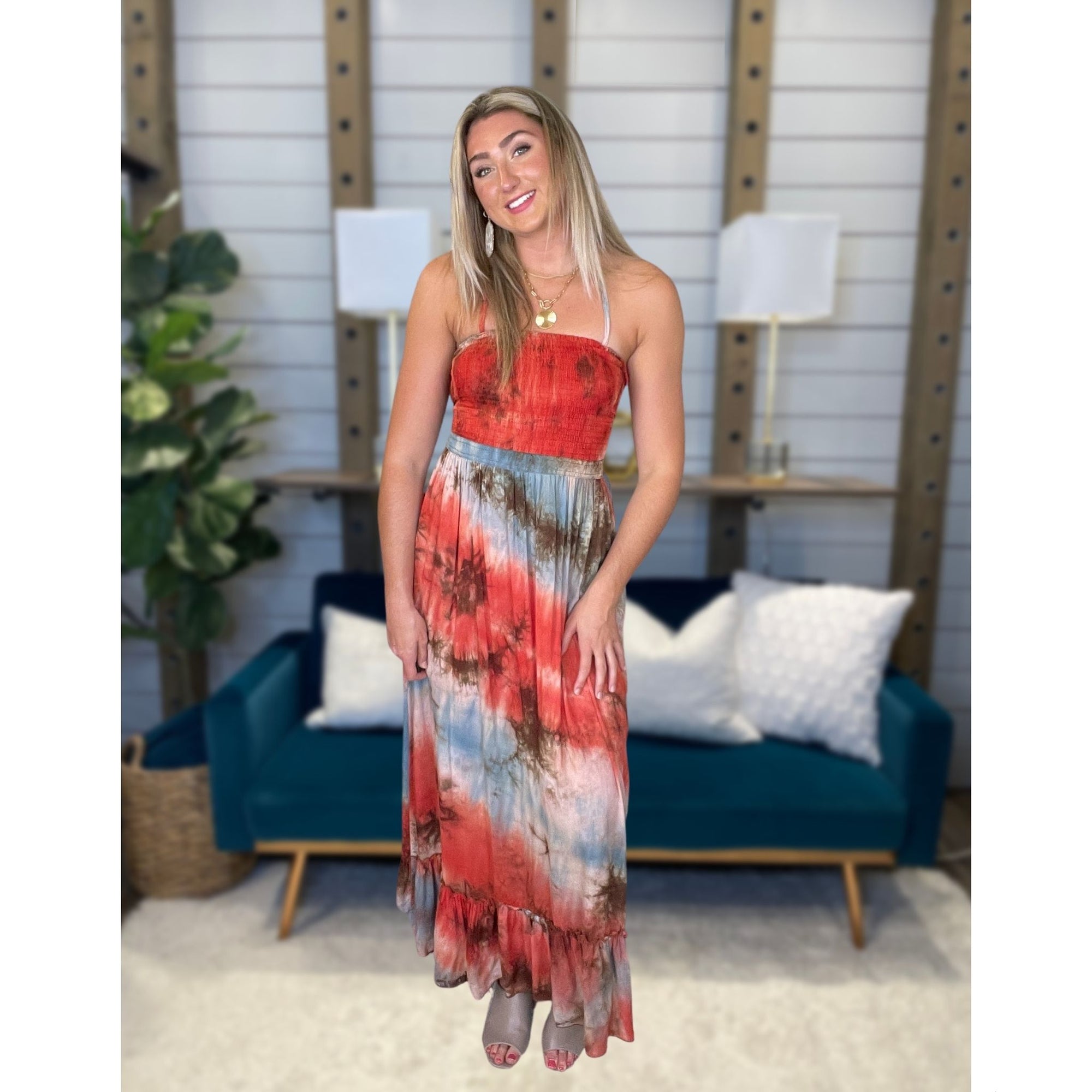 Halter Tie Dye Maxi Dress