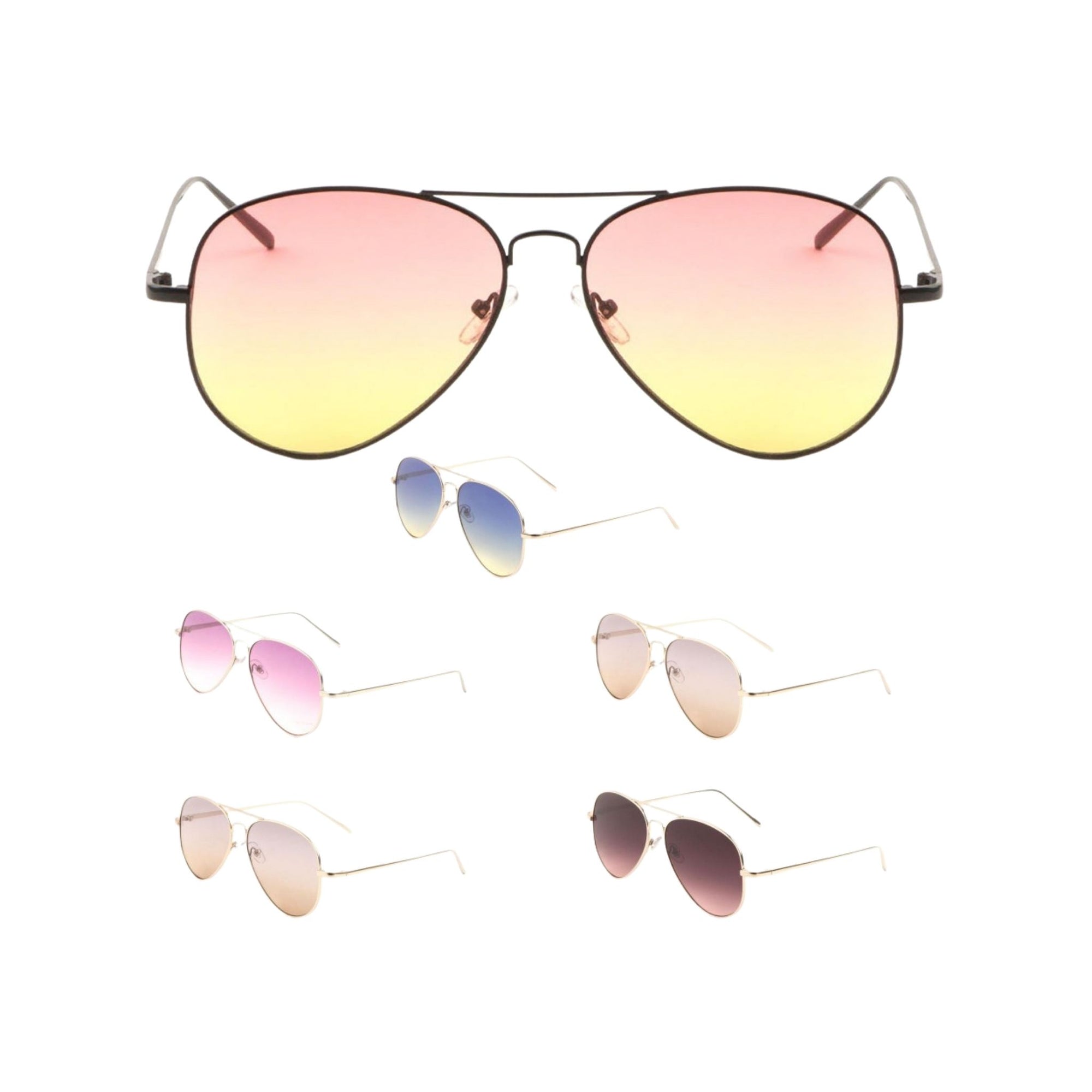 Flat Oceanic Colored Lens Aviator Sunglasses