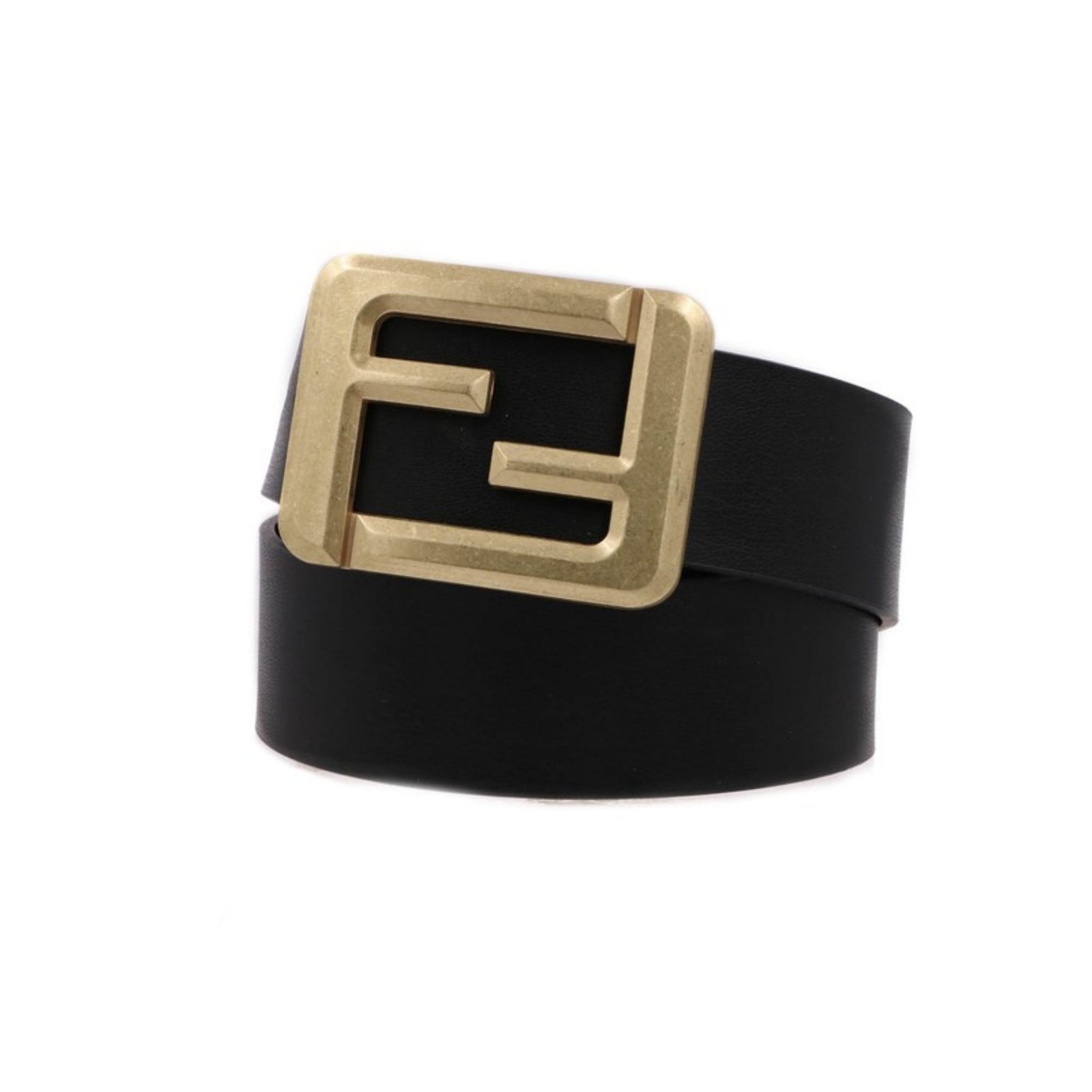 Metal Square Double F Buckle Faux Leather Belt