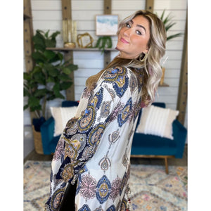 Paisley Print Midi Kimono