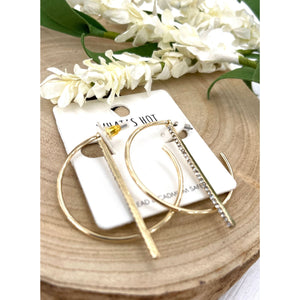 Hoop Earring with Rhinestone Bar