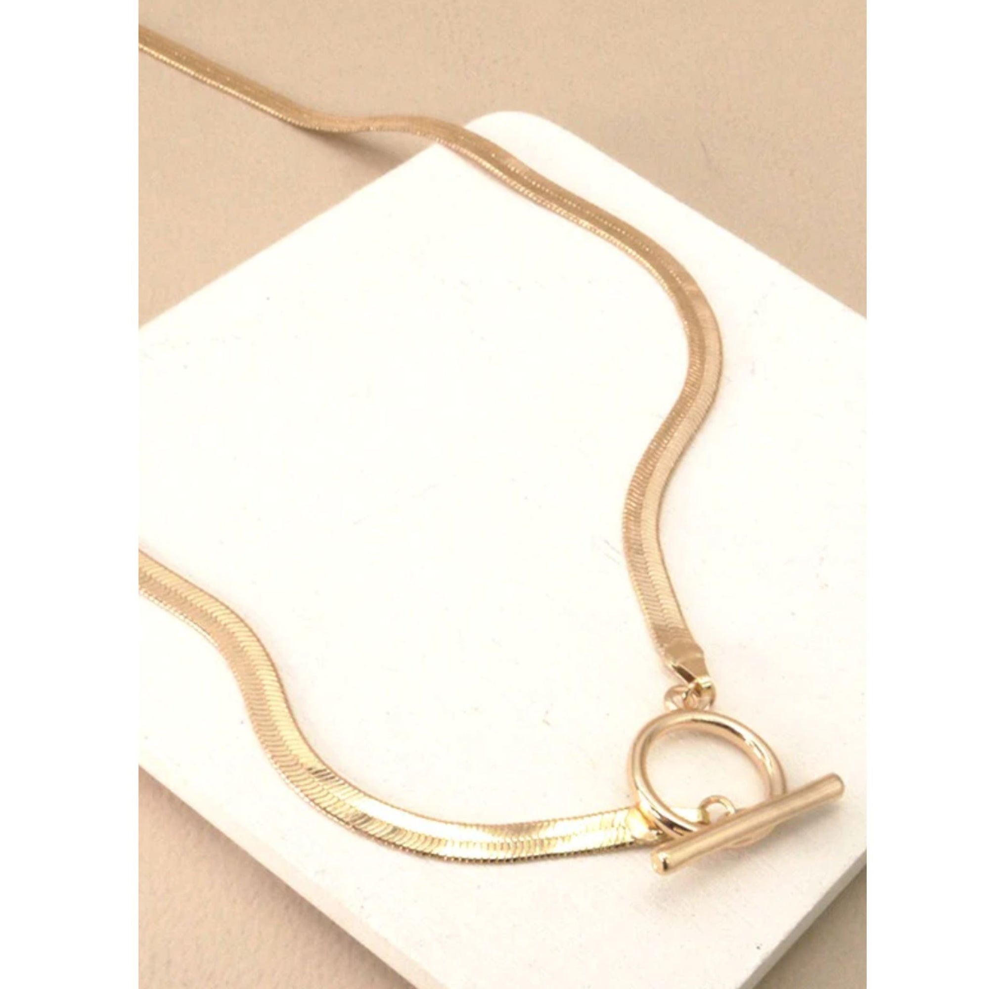 Snake Chain Necklace with Toggle Closure