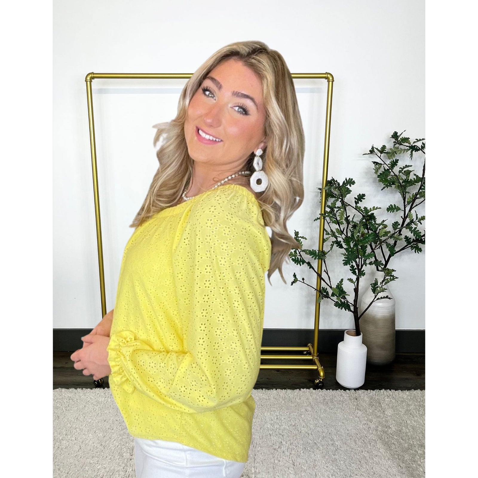 One Shoulder Eyelet Top