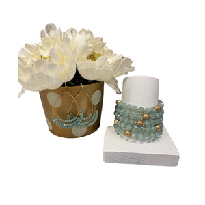 Set of 5 Beaded Stretch Bracelets with Gold Accents