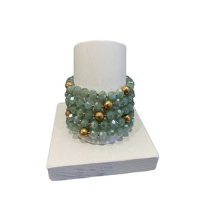 Set of 5 Beaded Stretch Bracelets with Gold Accents