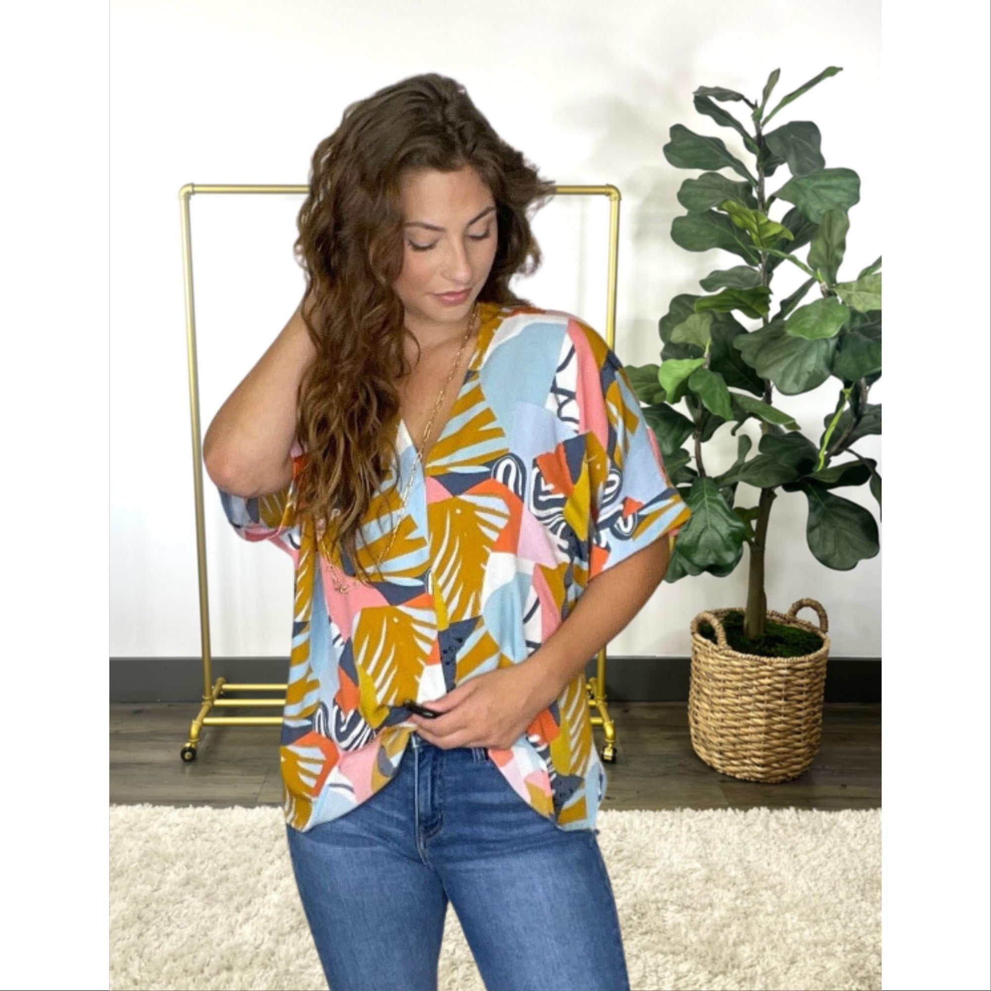 In Your Heart Vibrant Print Boxy Top