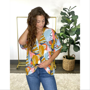 In Your Heart Vibrant Print Boxy Top
