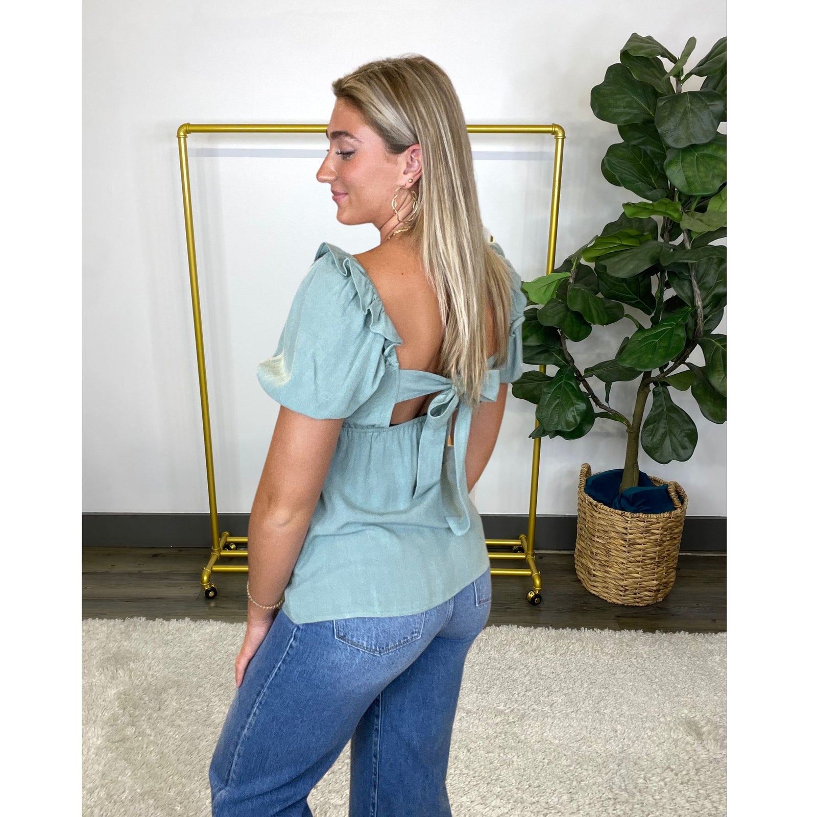 Ruched Bodice Babydoll Top