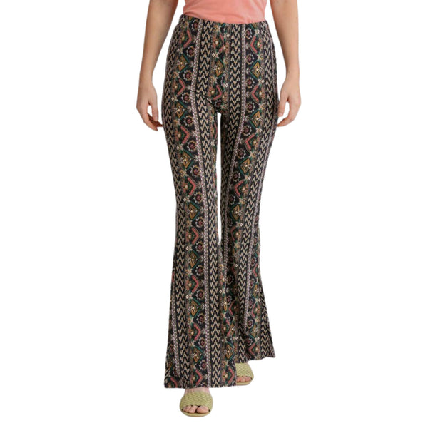 WMNS Tie-Dye Printed Bell Bottom Pants - Fitted Waist / Red