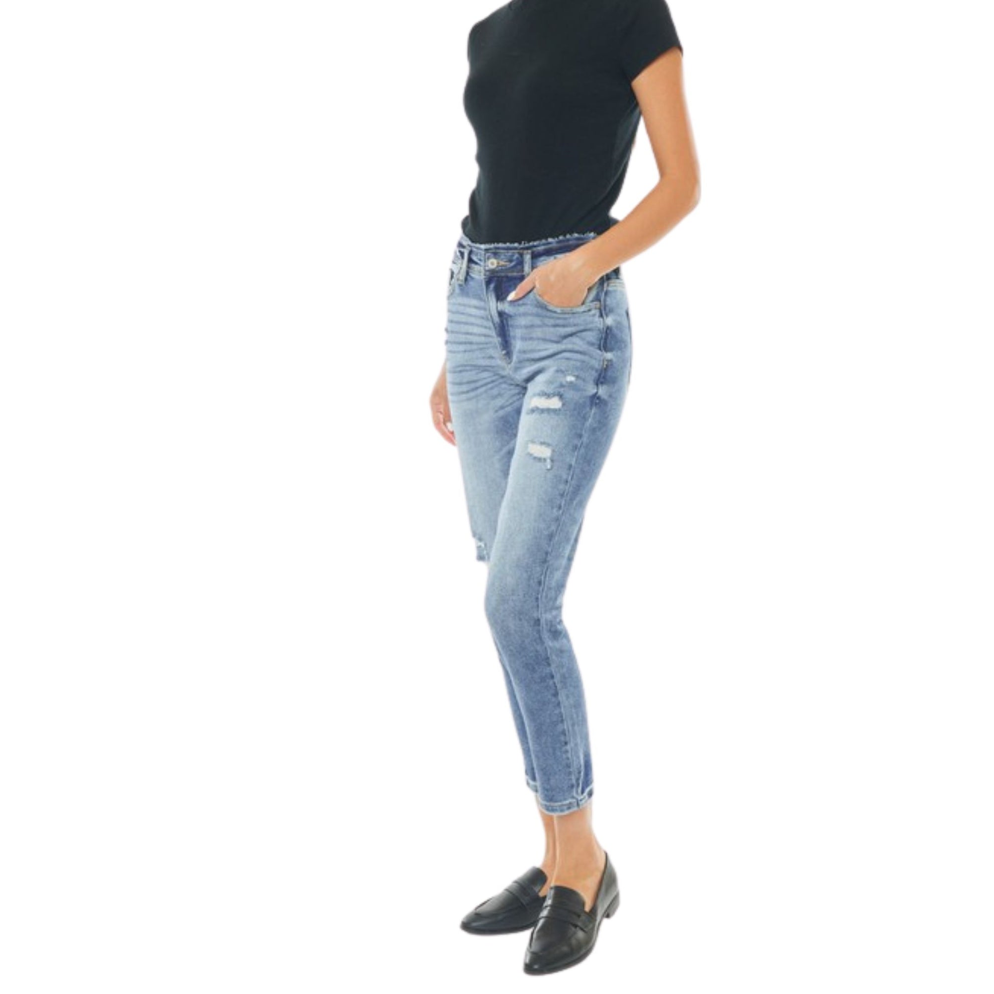 Kan Can- Distressed Mom Jeans
