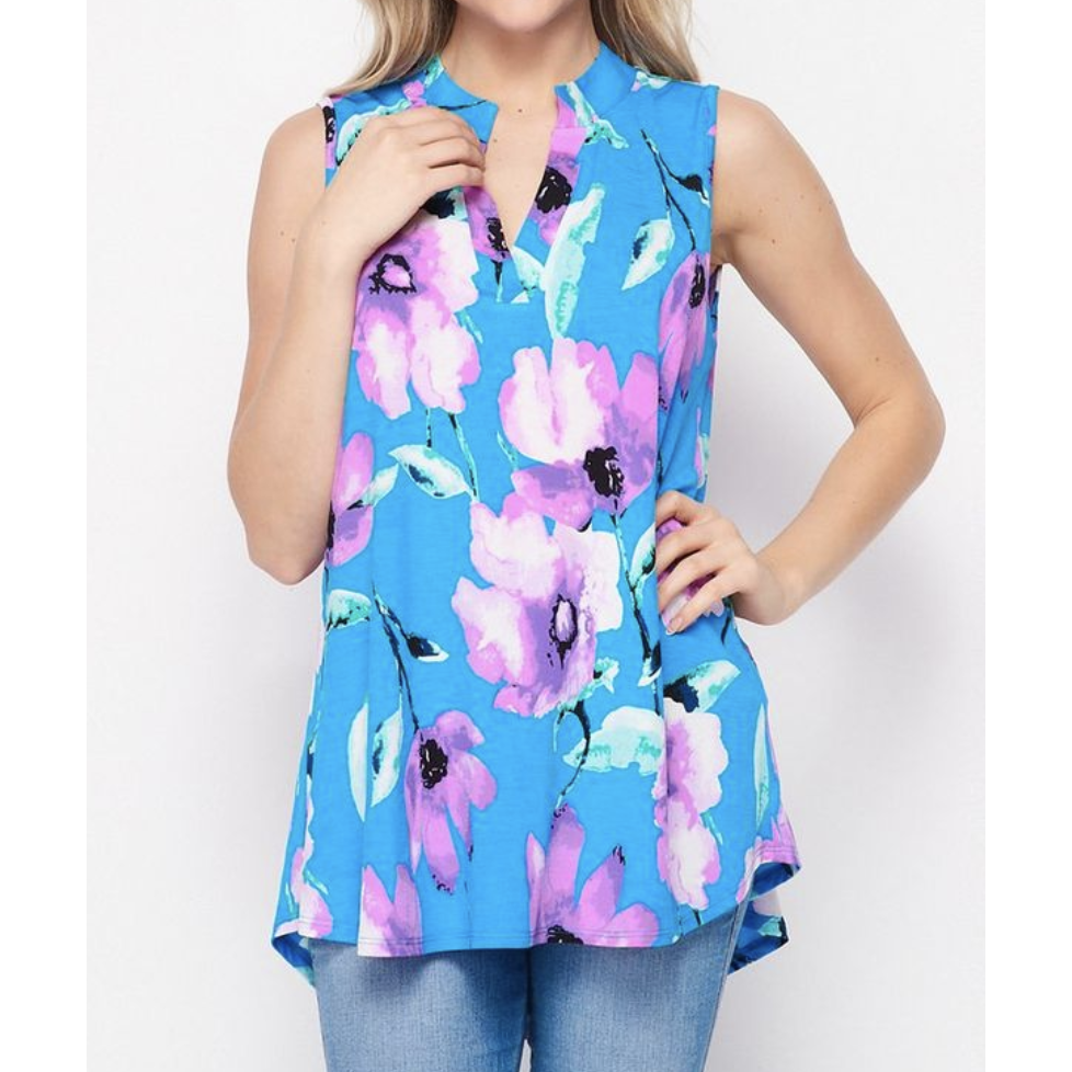 Sleeveless Floral TL Gabby Blouse