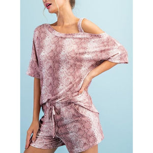Snake Print Cold Shoulder Top