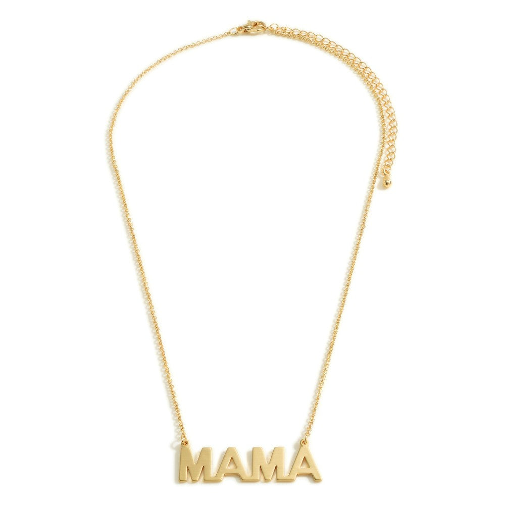 Chain Link Necklace Featuring 'Mama' Bar Pendant