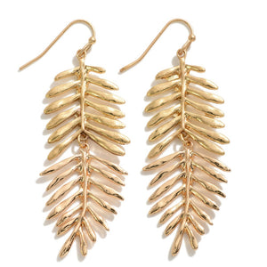 Turn A New Leaf Metal Drop Earrings