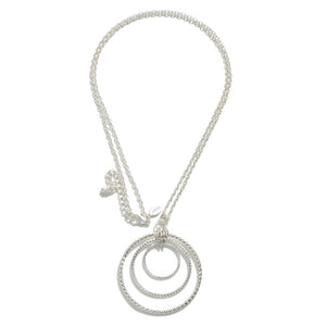 Long Chain w/Diamond Cut Layered Circle Pend