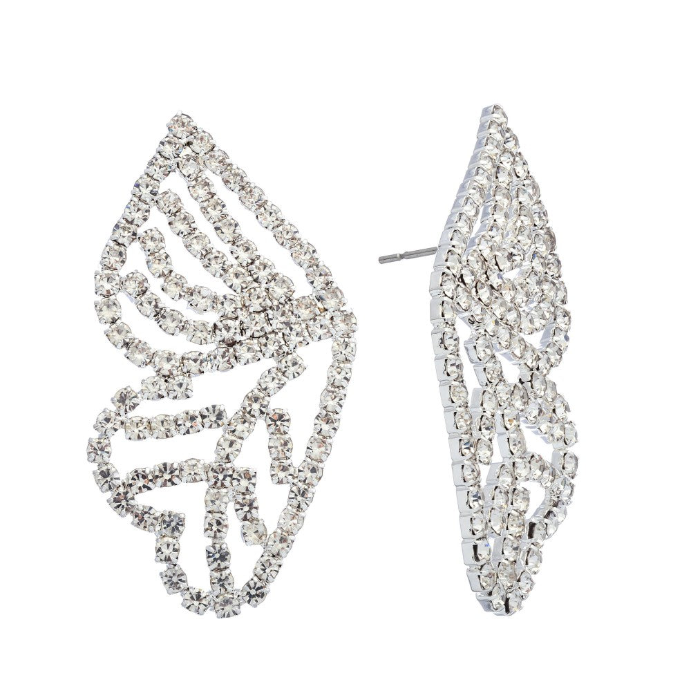 Rhinestone Butterfly Wing Statement Stud Earring